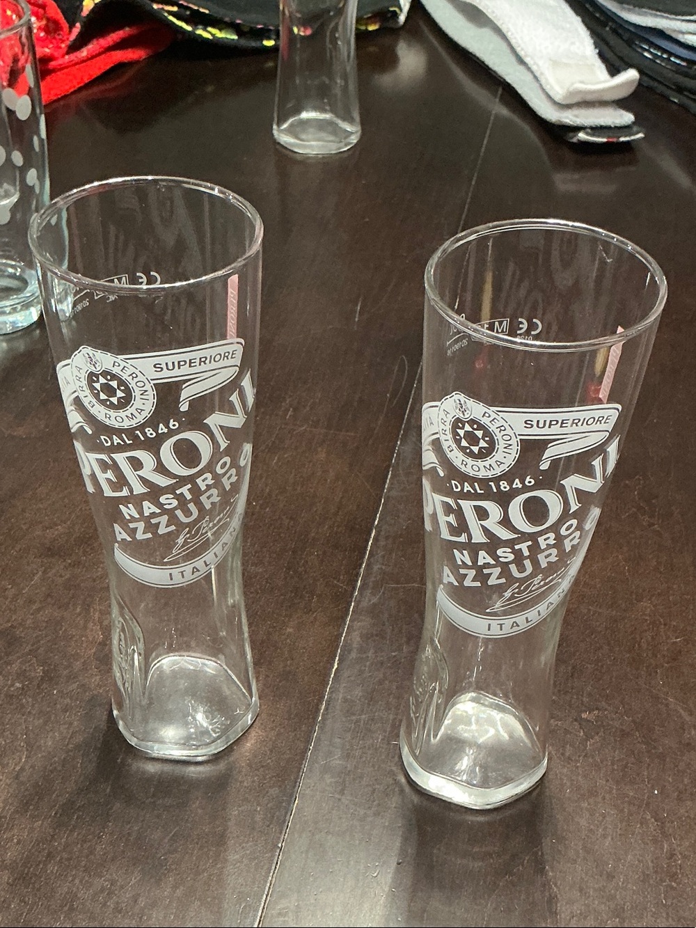 Peroni Clear Branded Pilsner Glass - White Logo - Set of 2